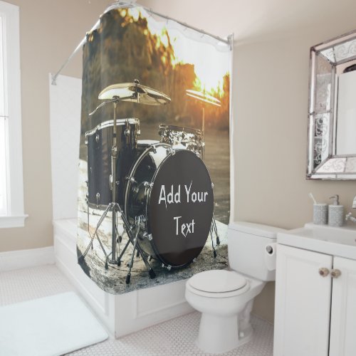 Drum Kit Drummer Rock  Personalize Customize Shower Curtain