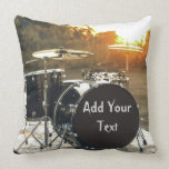 Drum Kit Drummer Rock  Personalize Customize Throw Pillow<br><div class="desc">Black drum Kit in the sunlight 
Perfect for the drummer who loves a little rock and roll in their life

This is perfect to personalize and customize with your band name,  lyrics,  date,  name,  or anything else your little heart desires... the possibilities are endless!</div>