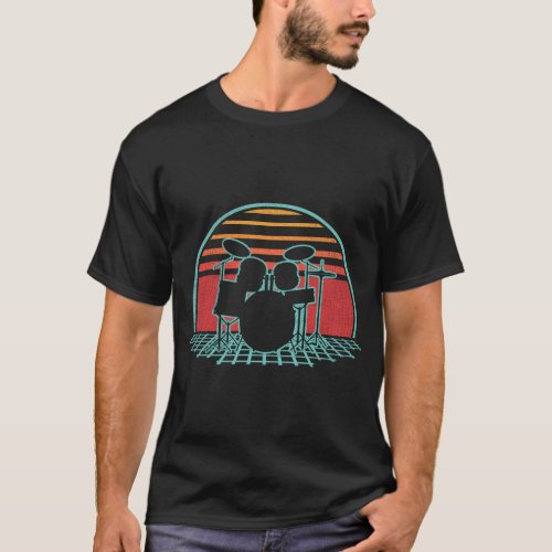 Drum Kit Drums Player 80S Style Drummer T_Shirt