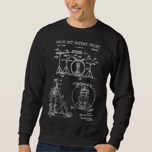 Drum Kit Patent Print 1959 _ Vintage Patent Music  Sweatshirt
