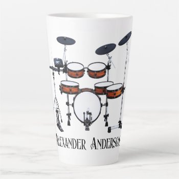 Drum Kit Personalize Latte Mug by BarbeeAnne at Zazzle