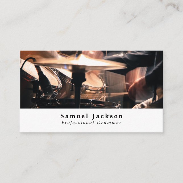 Drum Kit, Professional Musician Business Card (Front)