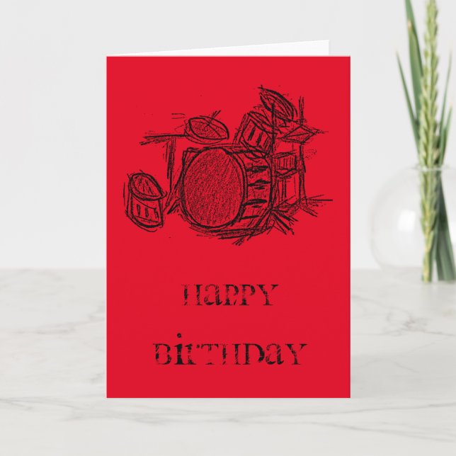Drum kit rock band grunge birthday card (Front)