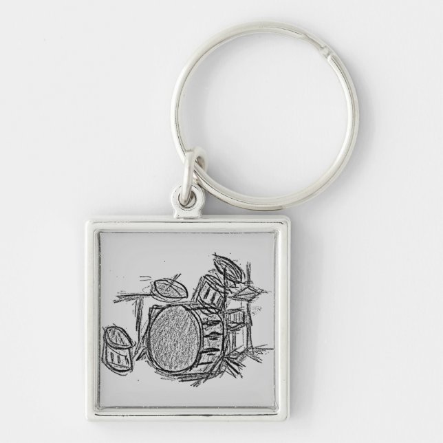 Drum kit rock band grunge keychain (Front)