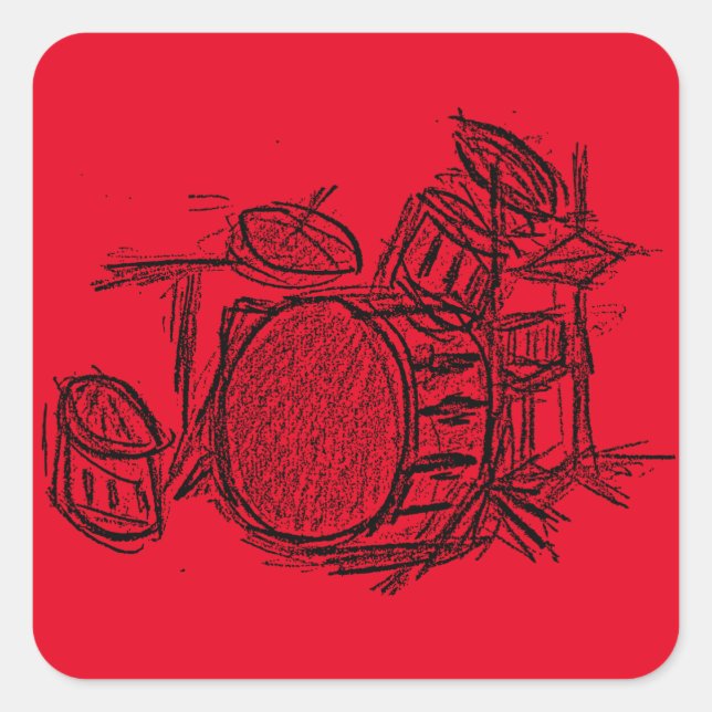 Drum kit rock band grunge square sticker (Front)