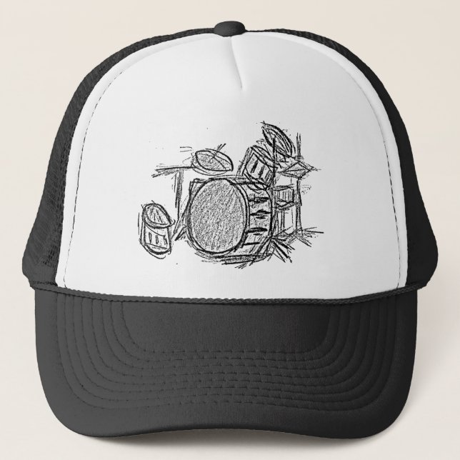 Drum kit rock band grunge trucker hat (Front)