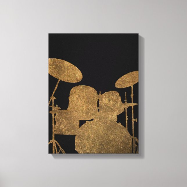 Drum Kit Silhouette Canvas Drummer Music Art (Front)