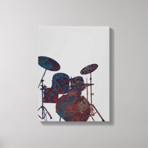 Drum Kit Silhouette Canvas Drummer Music Art Print
