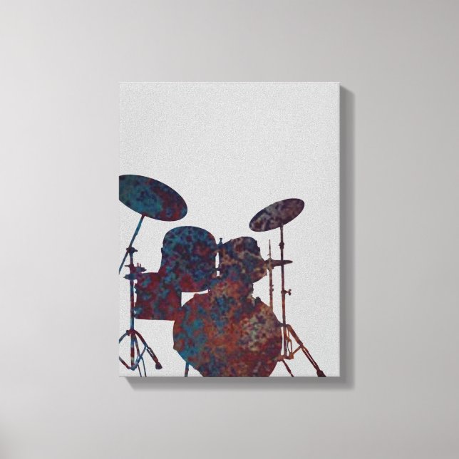Drum Kit Silhouette Canvas Drummer Music Art Print (Front)