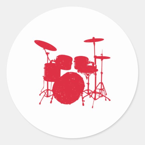 Drum Kit Silhouette Classic Round Sticker