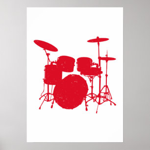 Drum Kit Silhouette Poster