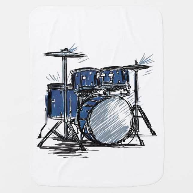 Drum Kit Sketch Music Baby Blanket (Front)