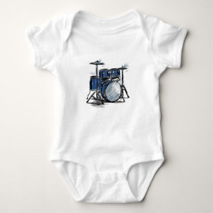 Drum Kit Sketch Music Baby Bodysuit