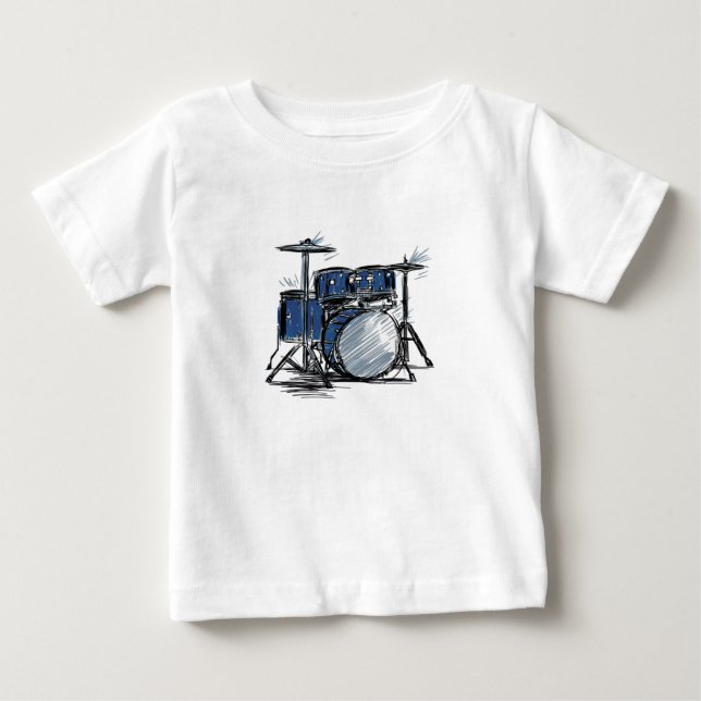Drum Kit Sketch Music Baby T-Shirt (Front)
