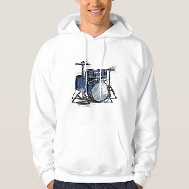 Drum Kit Sketch Music Hoodie (Front)