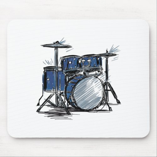 Drum Kit Sketch Music Mouse Pad