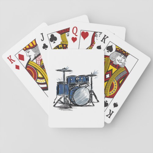 Drum Kit Sketch Music Poker Cards