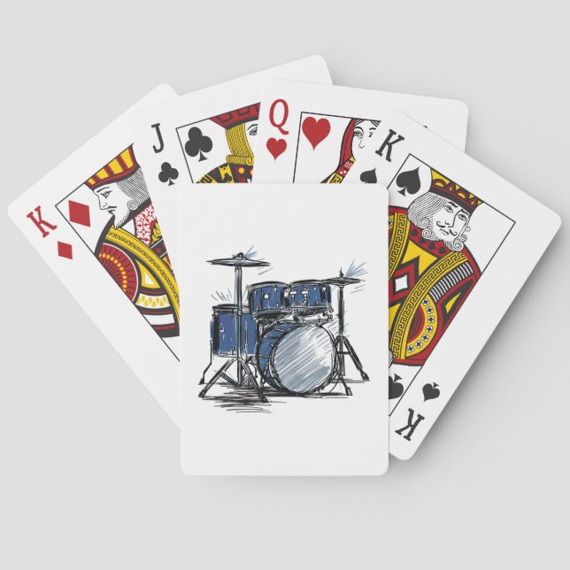 Drum Kit Sketch Music Poker Cards (Back)