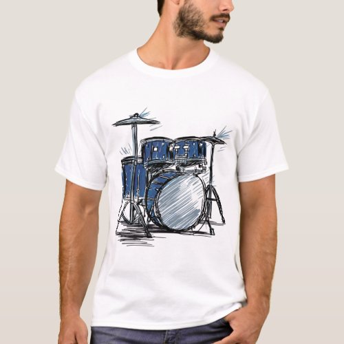 DRUM KIT SKETCH MUSIC T_Shirt