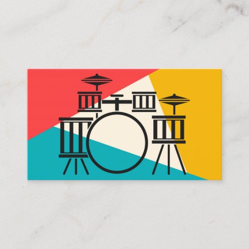 Drum Kit Tri_Color _ Turquoise Coral Gold Business Card