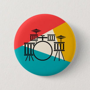 Drum Kit Tri-Color - Turquoise Coral Gold Button