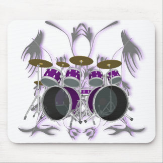 Drum Kit & Tribal Artwork (purple) - Mousepad