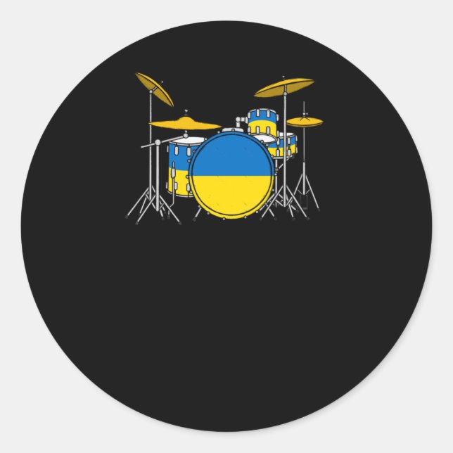 Drum Kit Ukrainian Flag Drummer Musician Sticker  (Front)