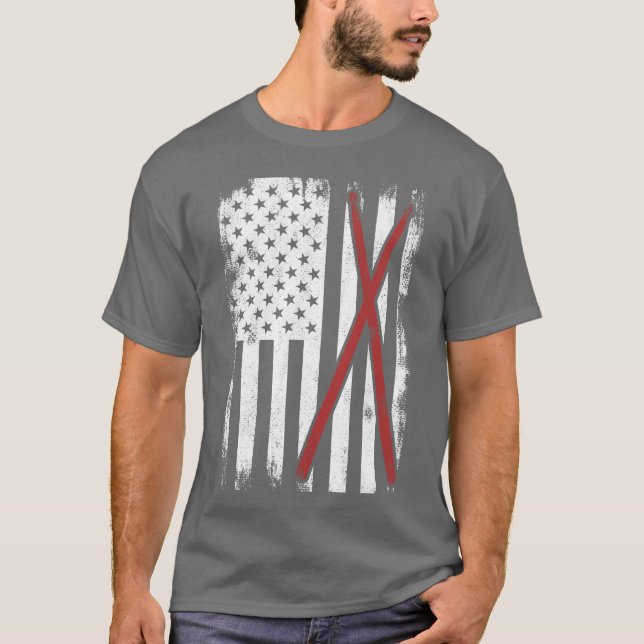 Drum Kit USA Flag friend T-Shirt (Front)
