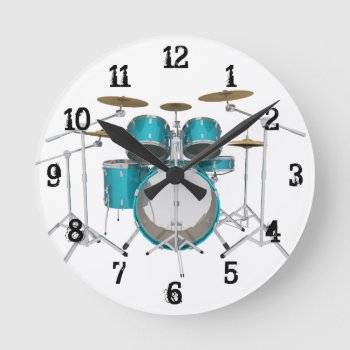 Drum Kit: Wall Clock by spiritswitchboard at Zazzle