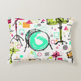 Drum Kit: Watercolor Memphis Retro. Accent Pillow