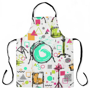 Drum Kit: Watercolor Memphis Retro. Apron