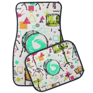 Drum Kit: Watercolor Memphis Retro. Car Floor Mat