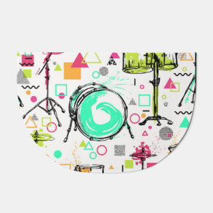 Drum Kit: Watercolor Memphis Retro. Doormat