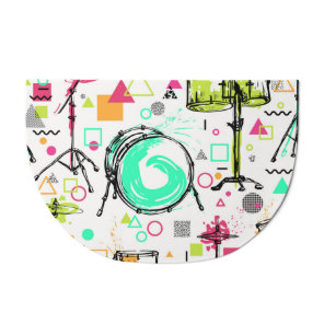 Drum Kit: Watercolor Memphis Retro. Doormat