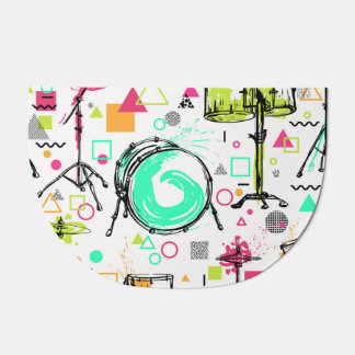Drum Kit: Watercolor Memphis Retro. Doormat