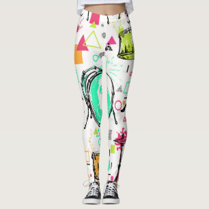 Drum Kit: Watercolor Memphis Retro. Leggings