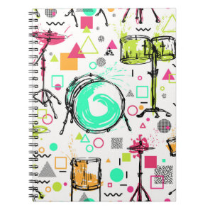 Drum Kit: Watercolor Memphis Retro. Notebook