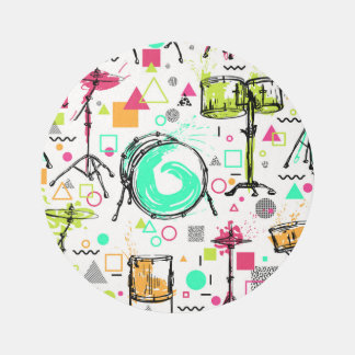 Drum Kit: Watercolor Memphis Retro. Rug