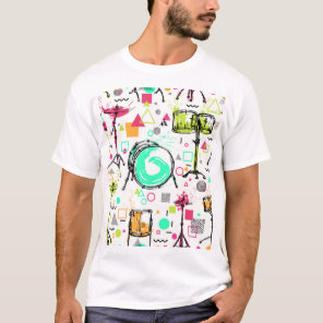 Drum Kit: Watercolor Memphis Retro. T-Shirt