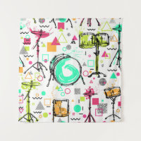 Drum Kit: Watercolor Memphis Retro.