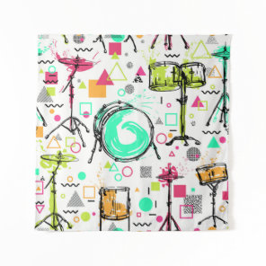 Drum Kit: Watercolor Memphis Retro. Tapestry