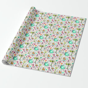 Drum Kit: Watercolor Memphis Retro. Wrapping Paper