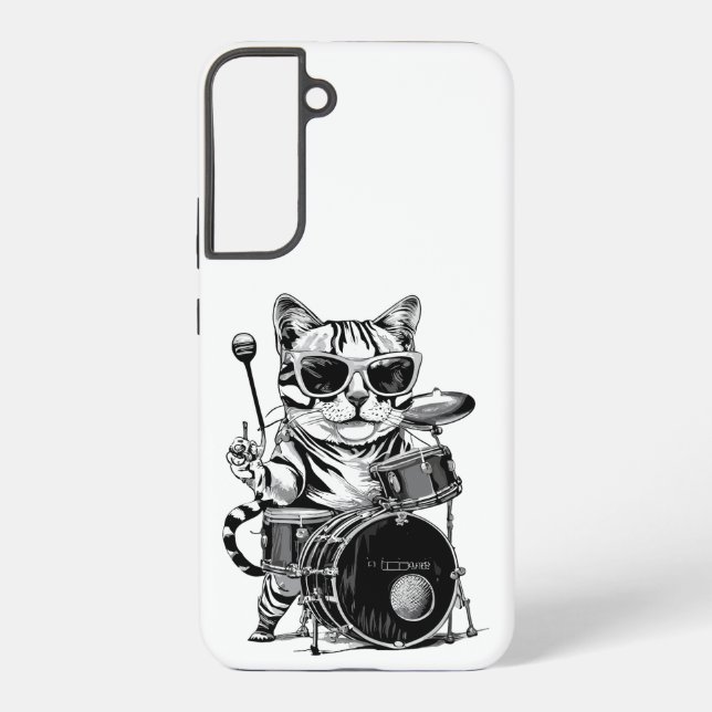 Drum kitten cat playing rock and roll Drum Music Samsung Galaxy Case (Back)