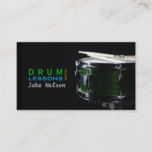Customizable Drum Lessons, Instrument, Music Business Card