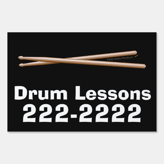 Drum Lessons Music Instructor Business Custom Sign (Front)