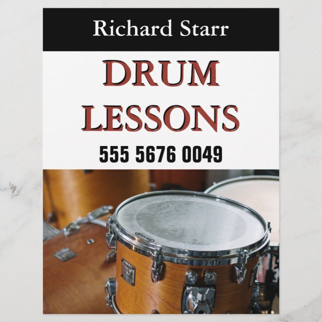 DRUM Lessons Teacher Business Advertising Flyer (Front)