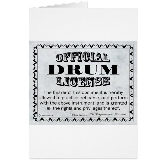 Drum License Cards (Front)