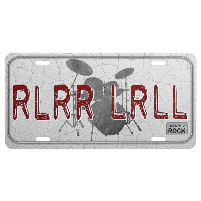 Drum License Plate Paradiddle RLRR Drummer Gift (Front)
