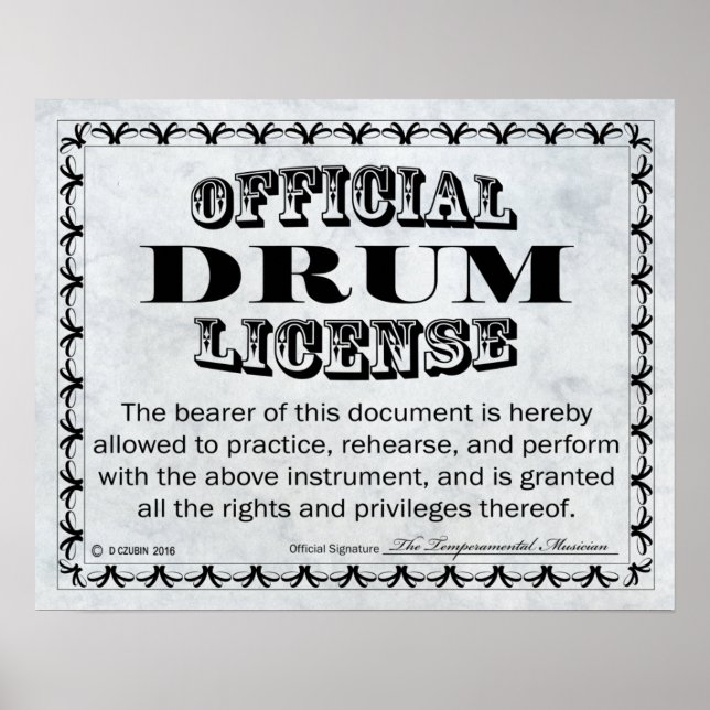 Drum License Poster (Front)