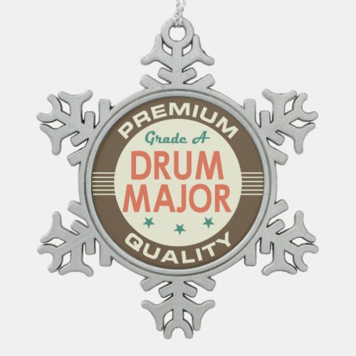 Drum Major Music Band Gift Snowflake Pewter Christmas Ornament
